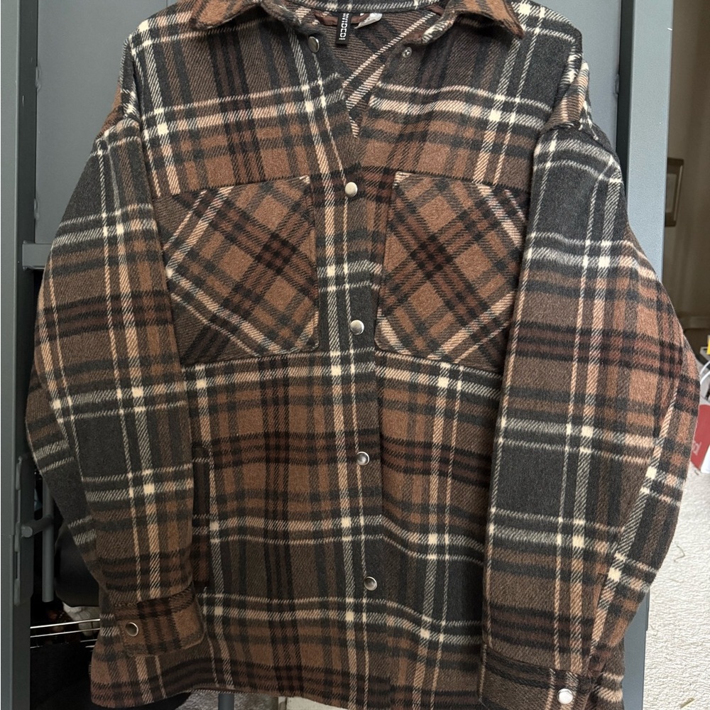 Divided Plaid Oversized Shacket - image 1